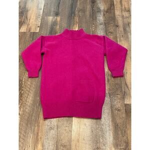 The Limited Hot Pink Fuschia Mockneck Lambswool and Angora Tunic sweater Small